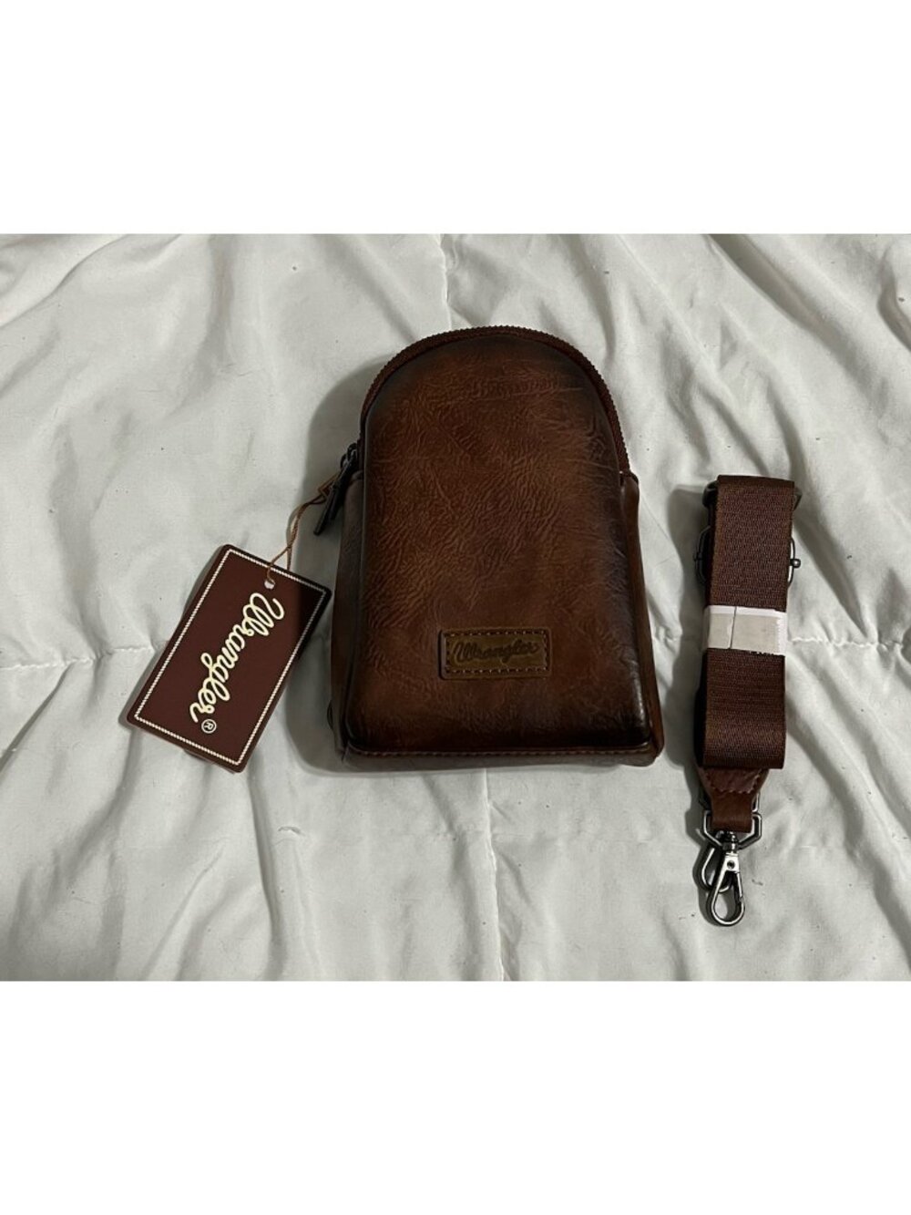 WRANGLER Small Vegan Leather Crossbody Brown Purse
